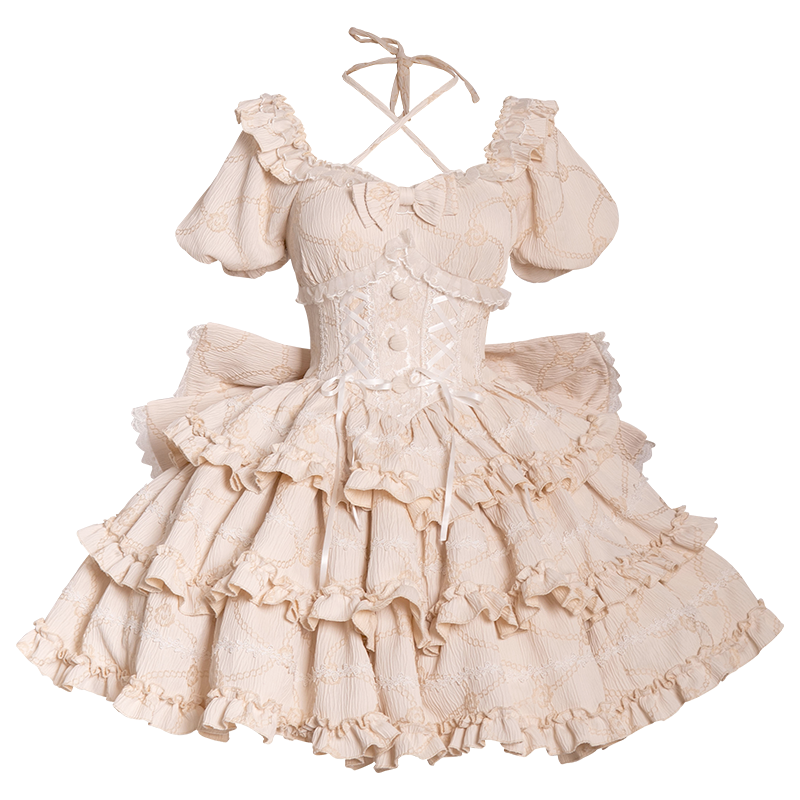 Puff Rose - Sweet Lolita OP Princess Bow Trailing Lolita Dress - image 12