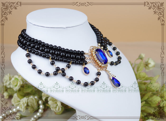 Lolita Pearl Necklace, Gemstone Pendant and Matching Ring Collection - image 15