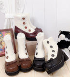 Winter Lolita Boots Fur Mary Jane Lolita Low Heel Shoes - image 2
