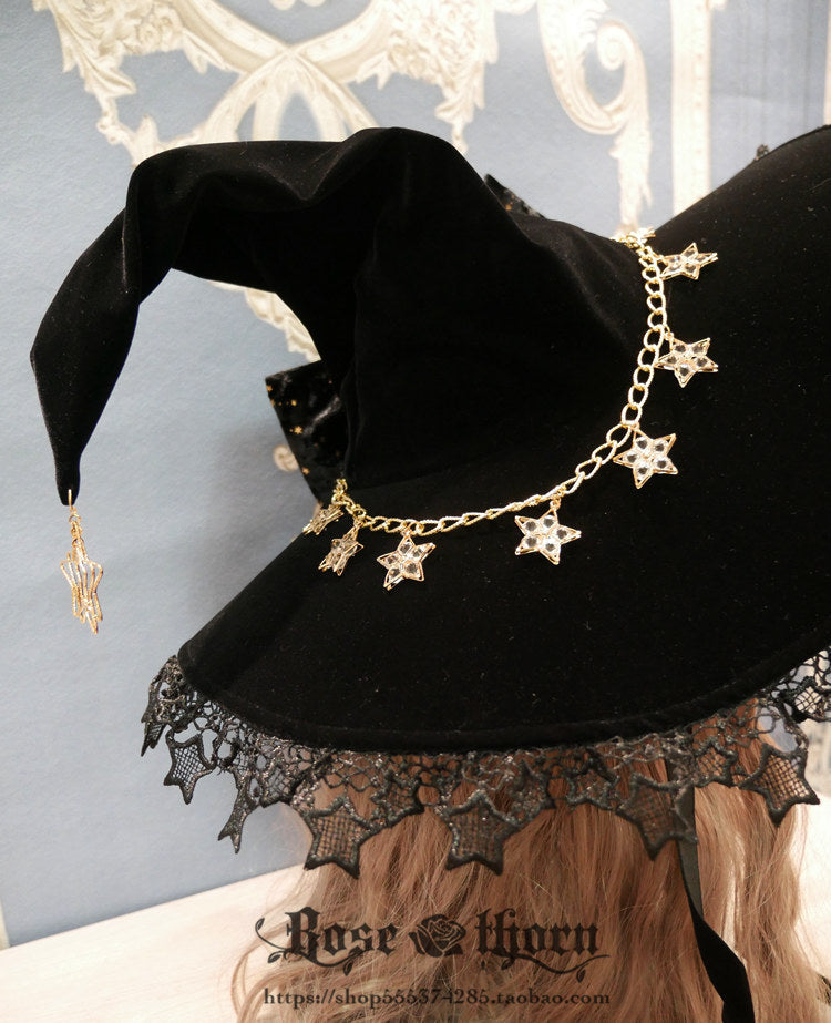 Polar Night Sky - Halloween Gorgeous Gilding Lolita Witch Hat - image 2
