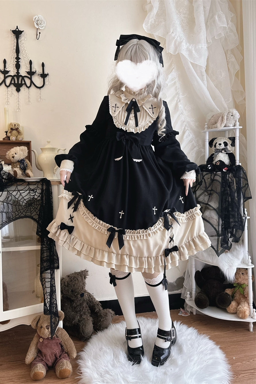 Plus Size Lolita Winter OP Dress, Long Sleeve - image 5