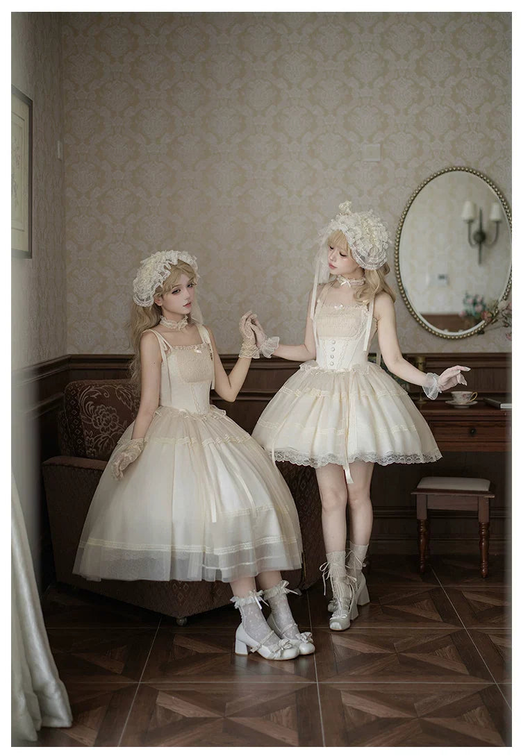 Confession Poem - Classic Lolita Corset JSK Set, Lace & Bows - image 14