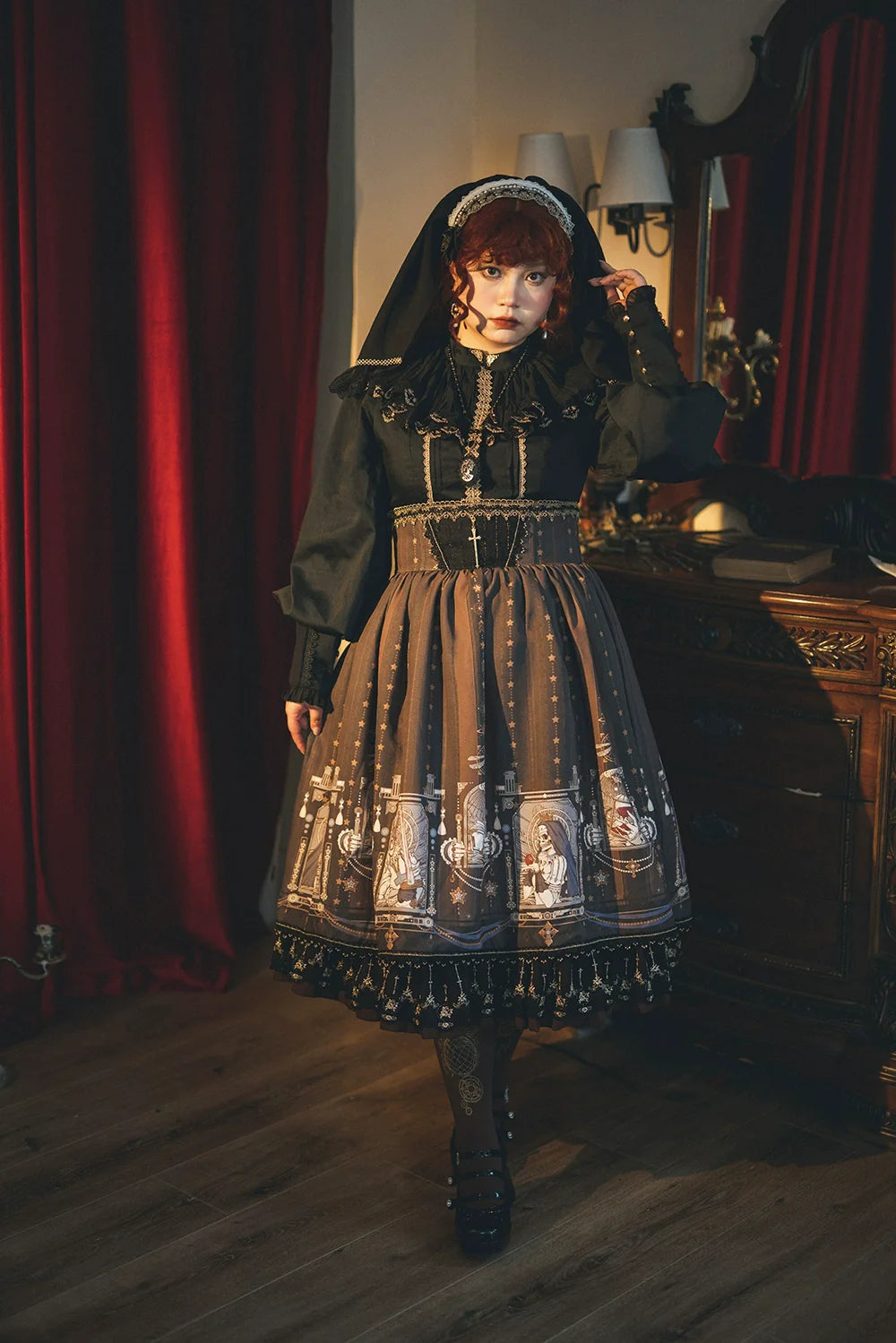 Demon Hunting Notes - Fishbone Gothic Lolita Skirt - image 33
