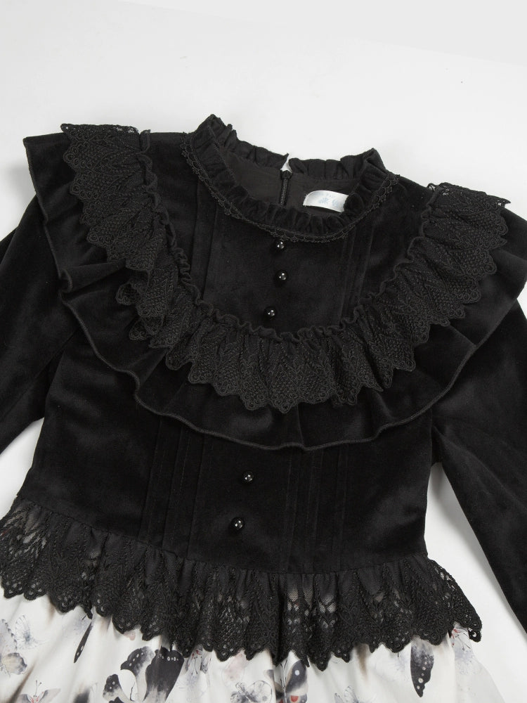 Dead Leaf Butterfly Gothic Lolita JSK and OP Dress Set - image 23