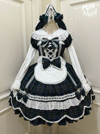 Plaid Petal Bunny - Old School Lolita Plaid OP Dress, Petal-shaped Hem - image 39
