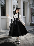 Monochrome Sonata - Classic Lolita Bust-supporting JSK Set, Piano Inspired - image 27