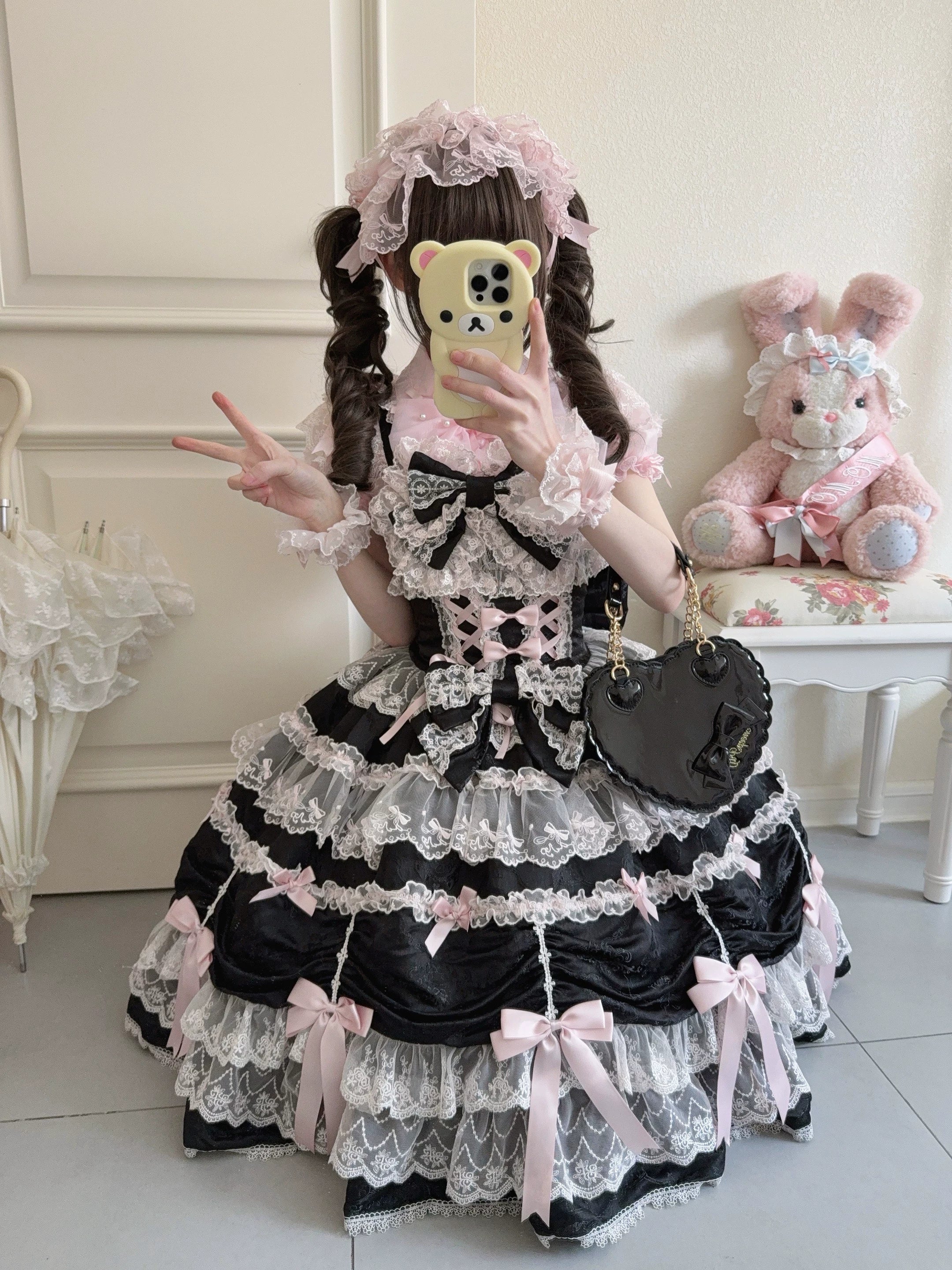 Satin Gift Box - Sweet Lolita JSK Dress, Bows and Layered Lace - image 6