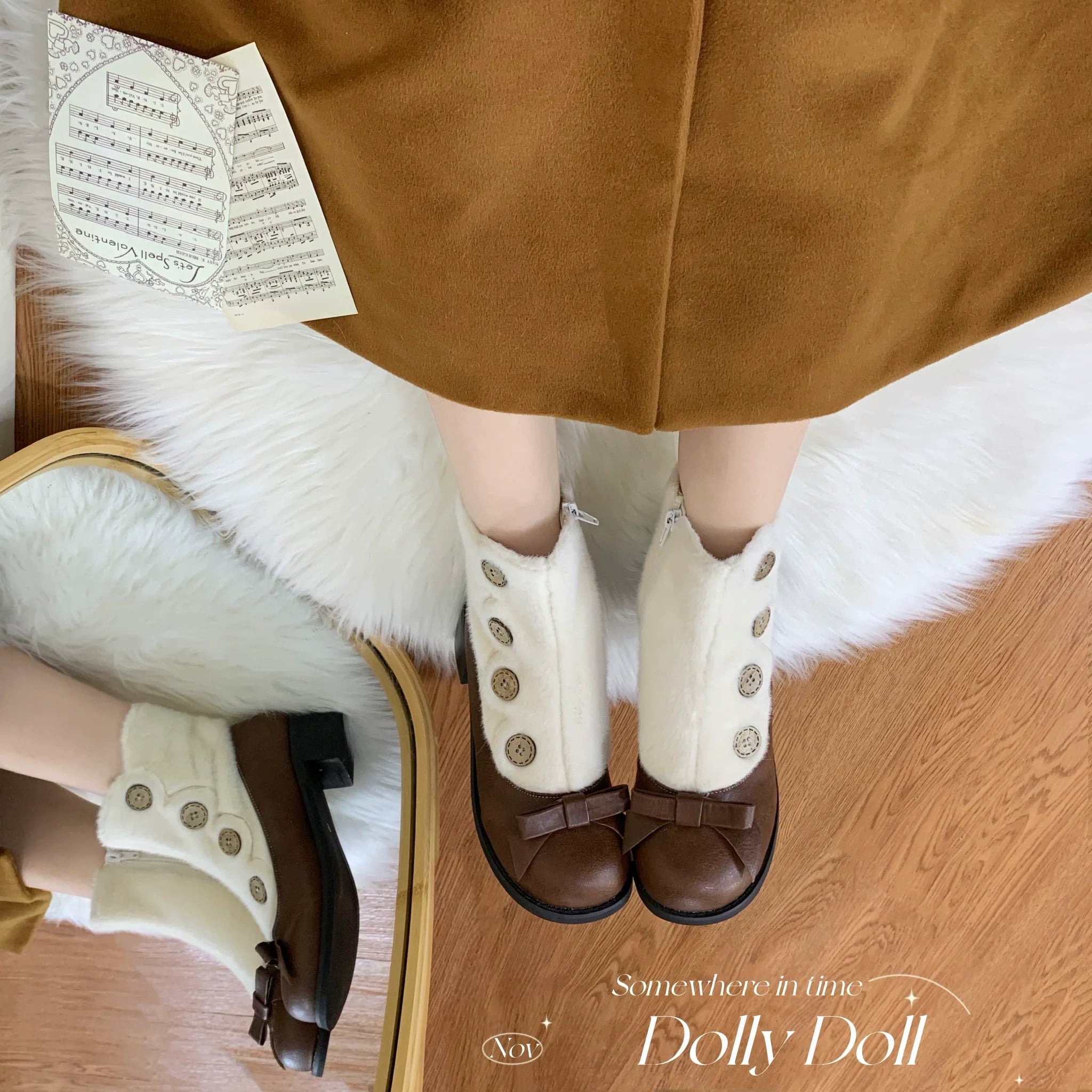 Winter Lolita Boots Fur Mary Jane Lolita Low Heel Shoes - image 41