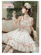 Whispers of Blossoms & Candlelight - Sweet Lolita Floral Printed JSK Dress with Bows and Accessories - image 21