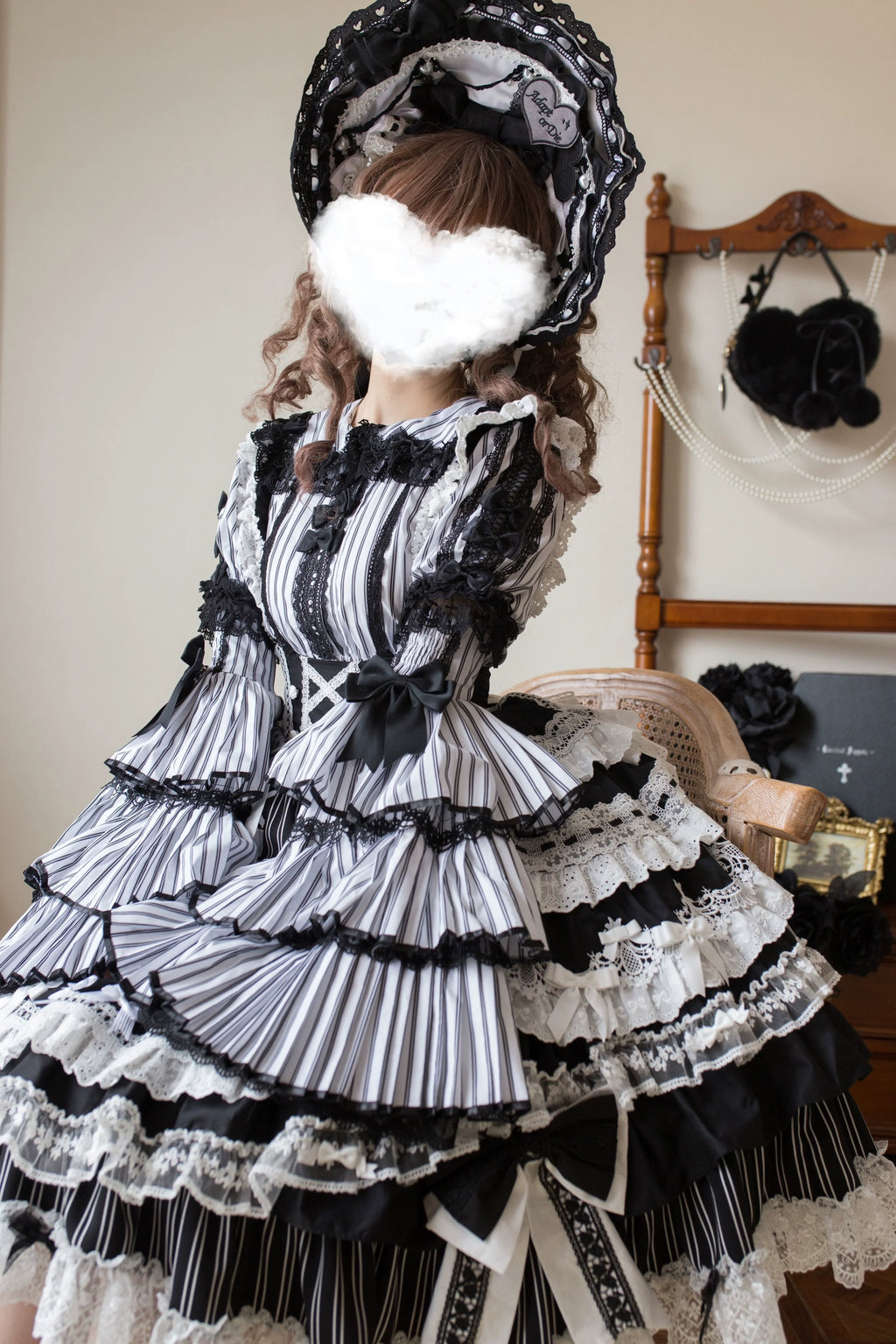 Vintage Lolita Dress Set, Cotton Shirt - image 11