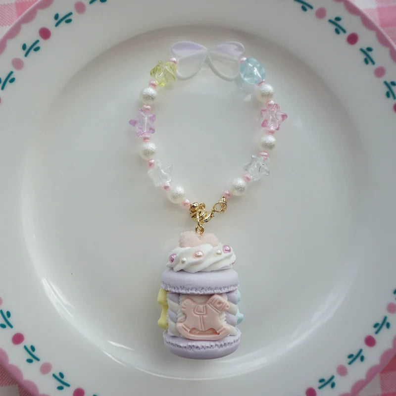 Sweet Lolita Necklace Carousel Cream Macaron Bag Pendant - image 16