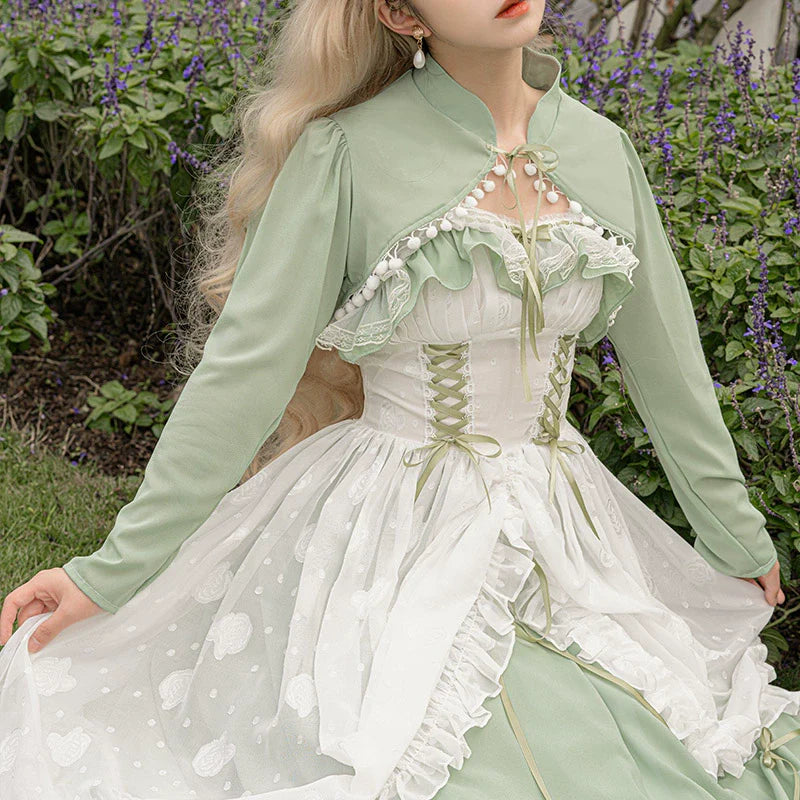 Toting Basil - Wedding Lolita Bolero, Necklace, Cuffs and Side Clip Collection - image 1