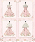 Whispers of Blossoms & Candlelight - Sweet Lolita Floral Printed JSK Dress with Bows and Accessories - image 6