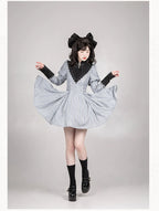 Nocturne SP - Striped Gothic Lolita OP Twin Lolita Dress with Apron and Accessories - image 30