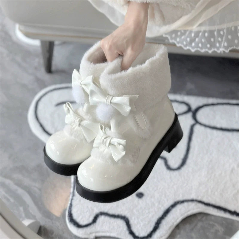 Kawaii Lolita Winter Boots, Bow-Adorned - image 4