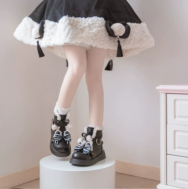 Milk Bear - Winter Lolita Shoes Thick Sole Fleece Snow Boots - image 12