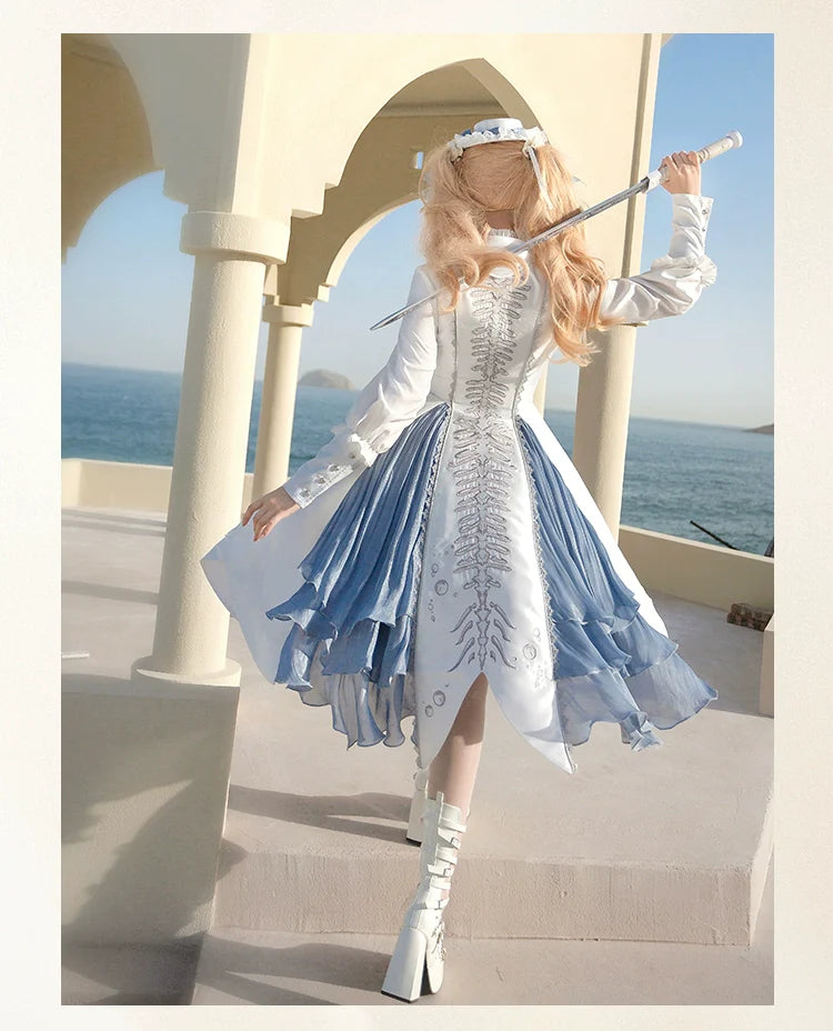Crumbling Skeleton - Ouji Lolita Fishbone Embroideried Vest & Pants Suits - image 22