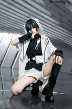 White Cat - Futuristic Style Cool Lolita Pants Suit With Cat Ear Coat - image 8