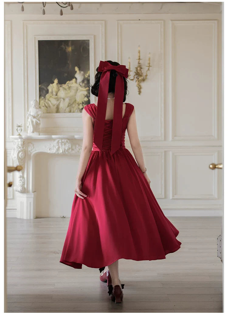 For Beloved - Classic Lolita Satin JSK Dress Set, Fishbone Waist - image 9