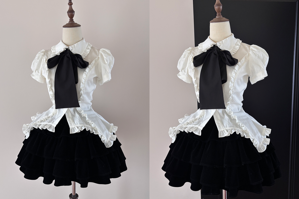 Lilith - Gothic Lolita Short-Sleeve Shirt with Detachable Tie - image 8