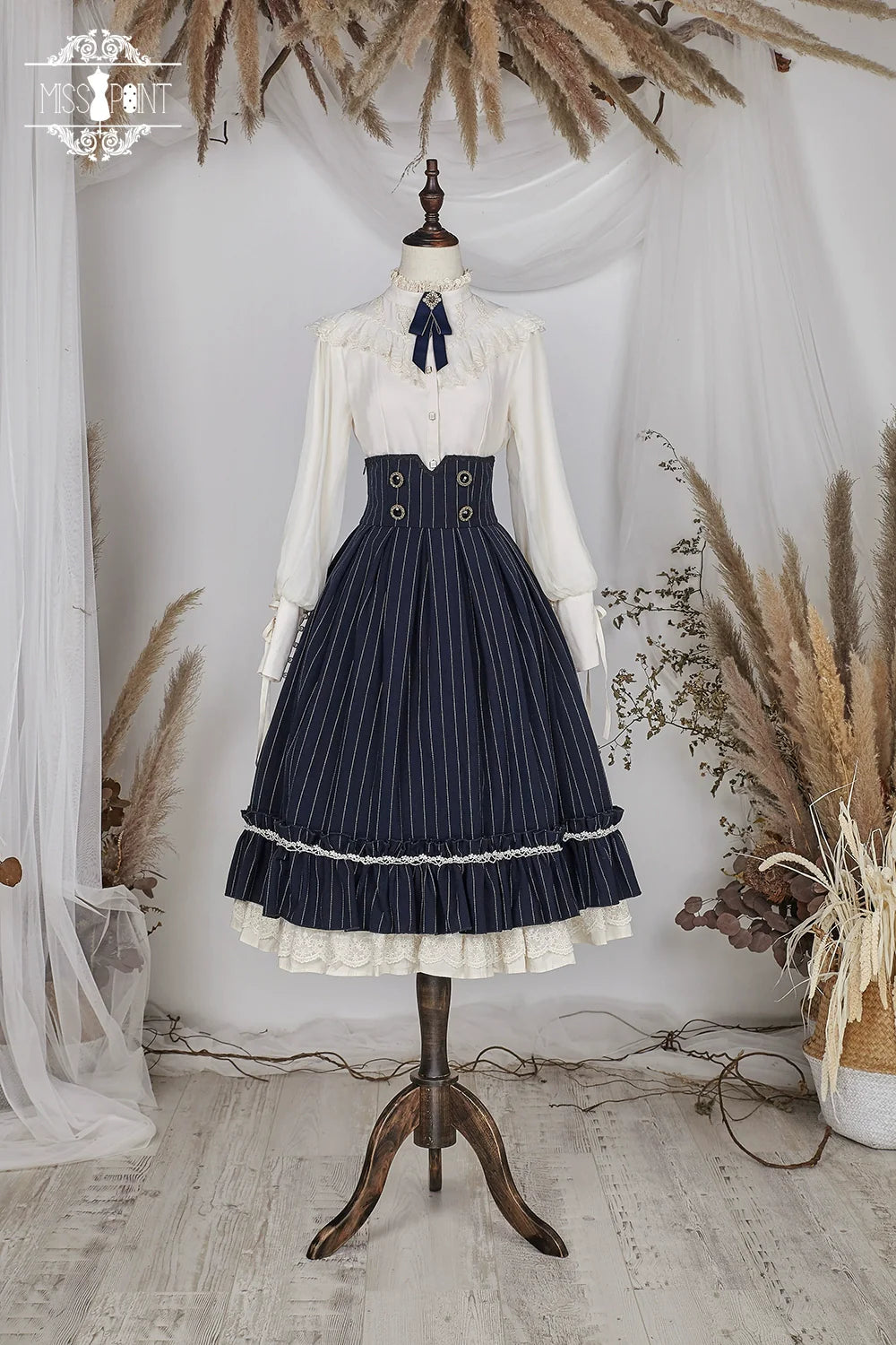 Rose Doll - Elegant Lolita Striped Fishbone Skirt - image 80