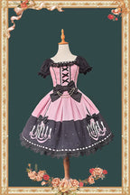 Chandelier - Old School Lolita OP Dress, Polka Dot, Chandelier Print and Accessories - image 1