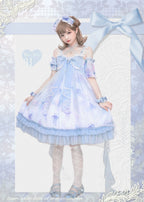 Coral Jellyfish - Sweet Lolita High-waist JSK Dress, Jellyfish & Coral Print and Accessories - image 37
