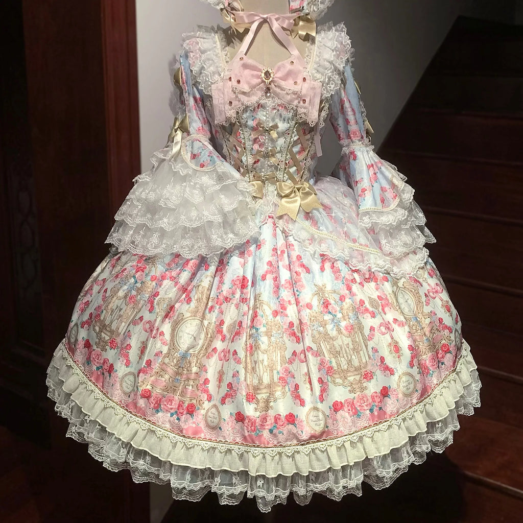 Rose Garden Prelude - Sweet Lolita OP Dress, Floral Printed - image 26