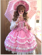 Plaid Baileys - Pink Plaid Old School Lolita JSK Dress - image 3