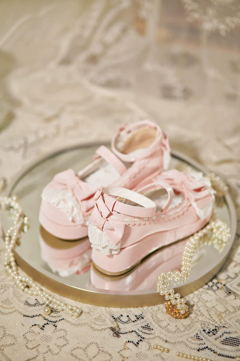 Milky Puff - Sweet Lolita Heels Shoes, Round Toe With Petite Wedge - image 3