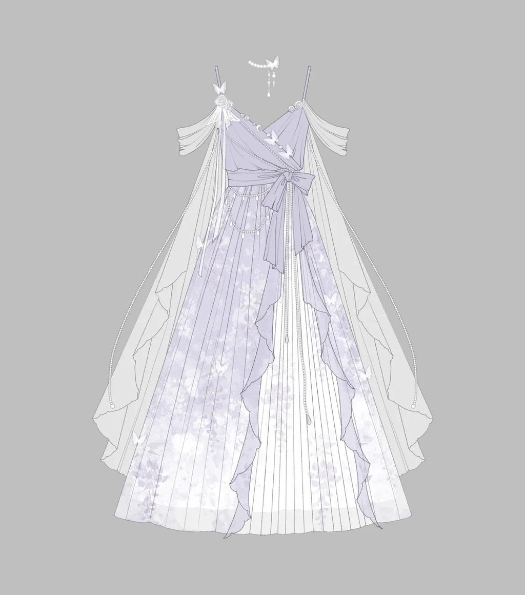 Han Lolita Dress Side Slit Purple JSK Dress - image 26