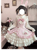 Cream Bud - Tiered Hem Old School Lolita JSK, Side Opening - image 2