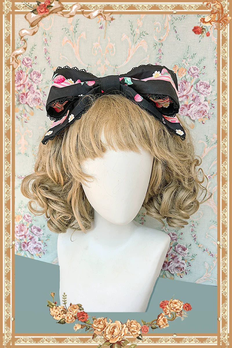 Strawberry Chef - Printed Old School Lolita OP and Accessories - image 20