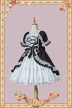 Doll-like Old-School Lolita OP Dress, Patchwork Sleeve and Accessories - image 6