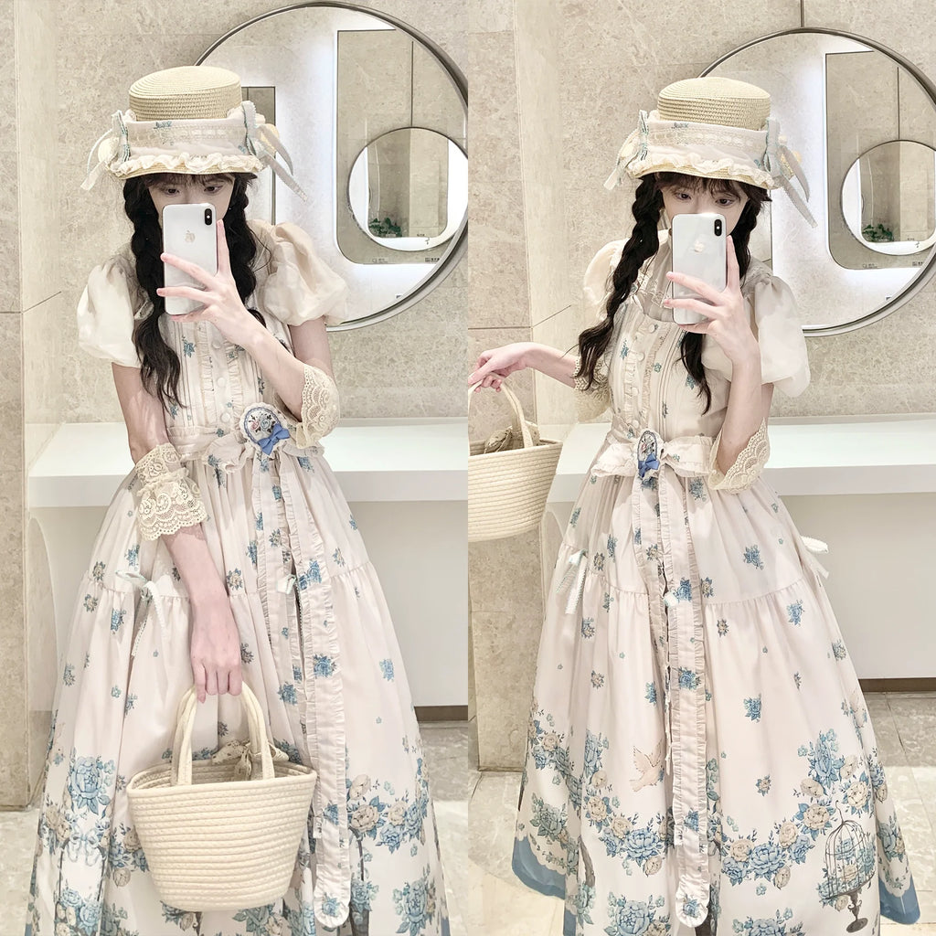 Floral and Bird Series - Classic Lolita JSK Dress, Floral Print - image 31