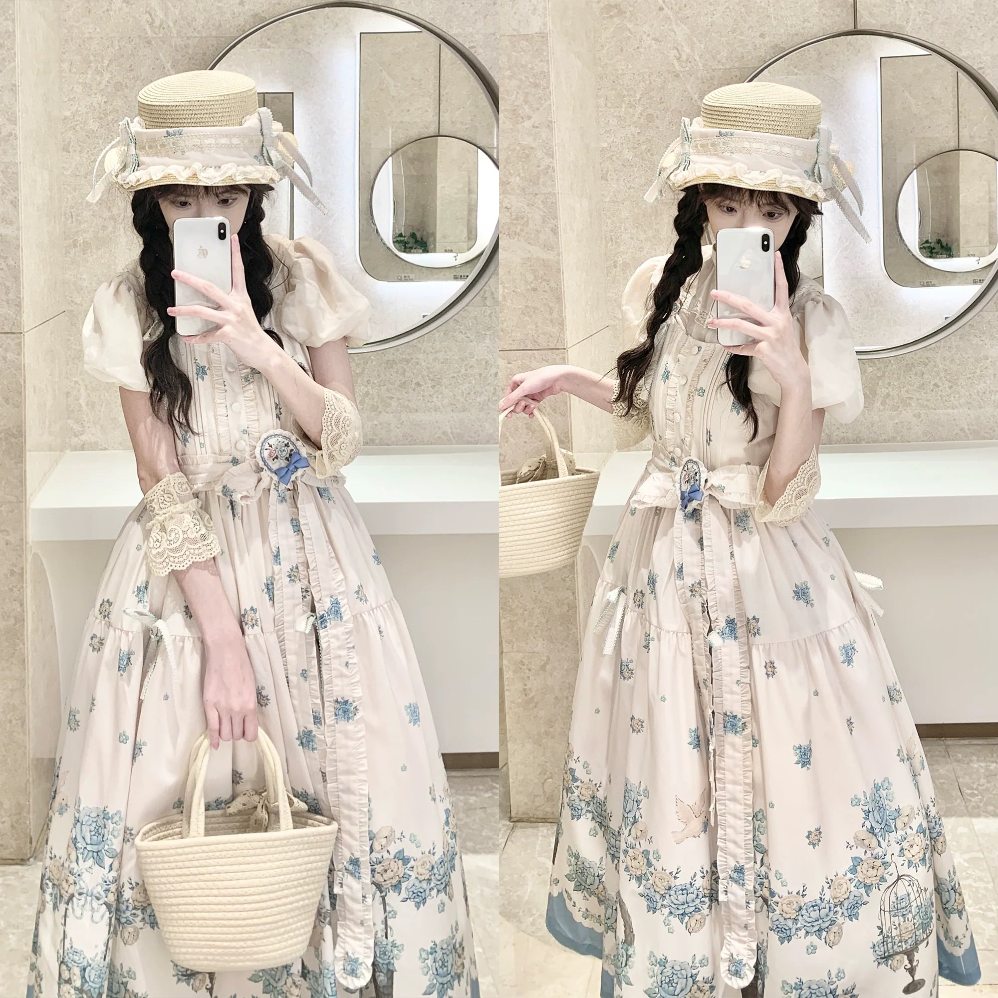 Floral and Bird Series - Classic Lolita JSK Dress, Floral Print - image 31