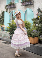 Bloom Lamb - Classic Lolita Embroidered JSK Dress, Tiered Hem - image 23