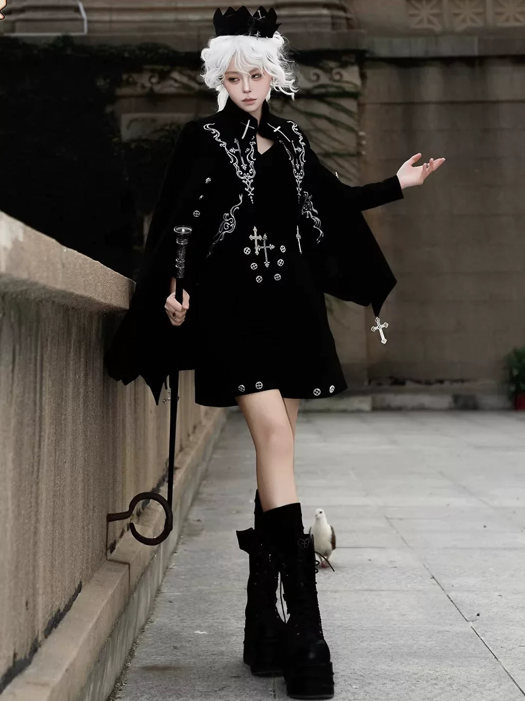 Nightfall - Ouji Lolita Outfit, Bat Wing Shaped Cape - image 11