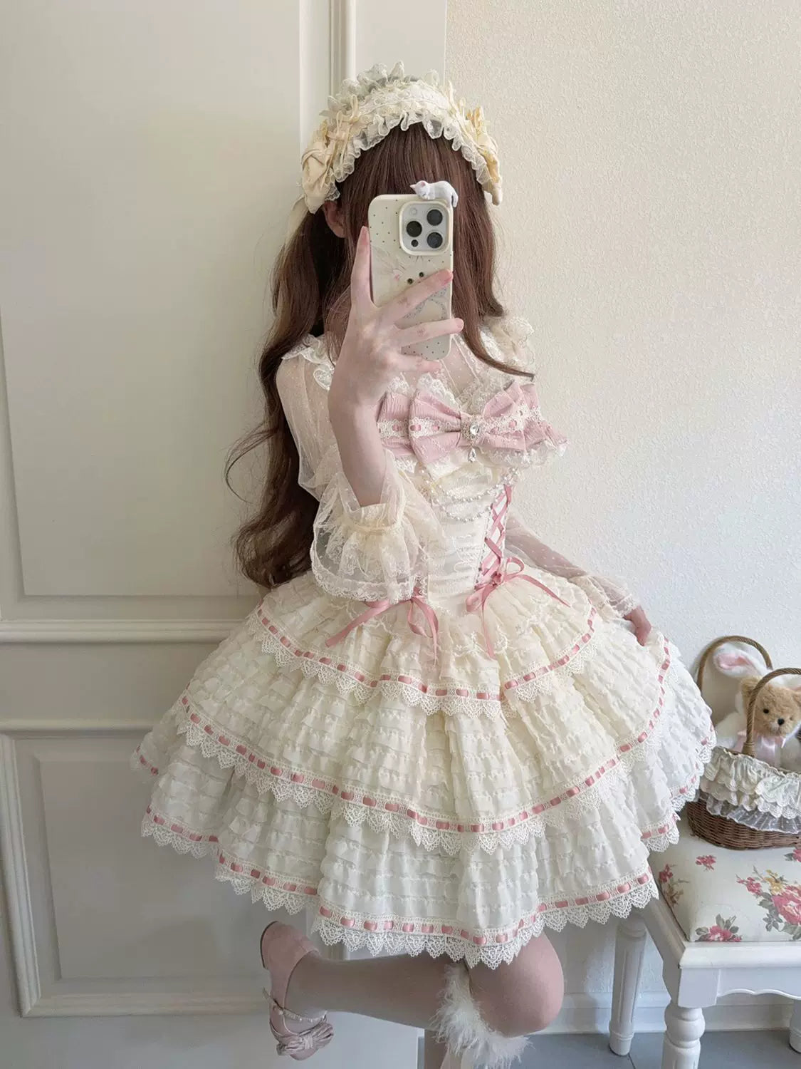 Floral Elegy - Sweet Lolita JSK Dress, Tiered Hem - image 17