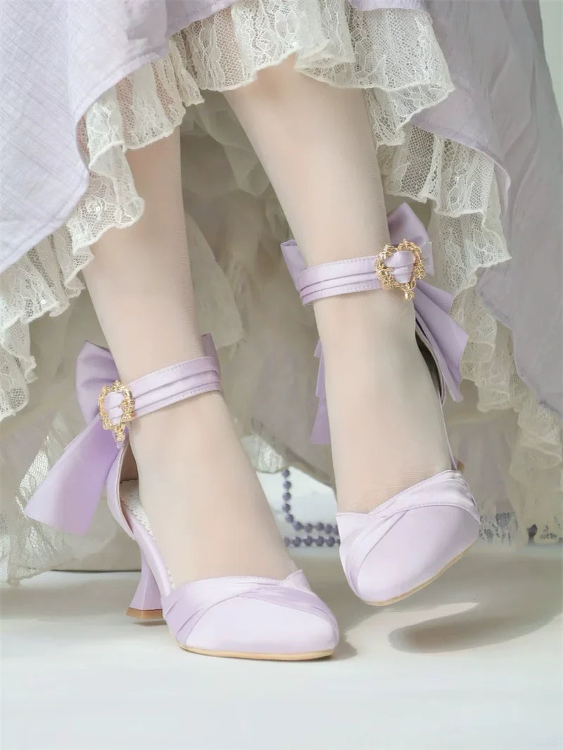 Coronation - Classic Lolita Wine Glass Heel Shoes with Detachable Bows - image 11