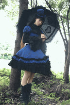 Bliss Bouquet - Cotton Old School Lolita Dress, Rose Print and Layered Hem and Accessories - image 14