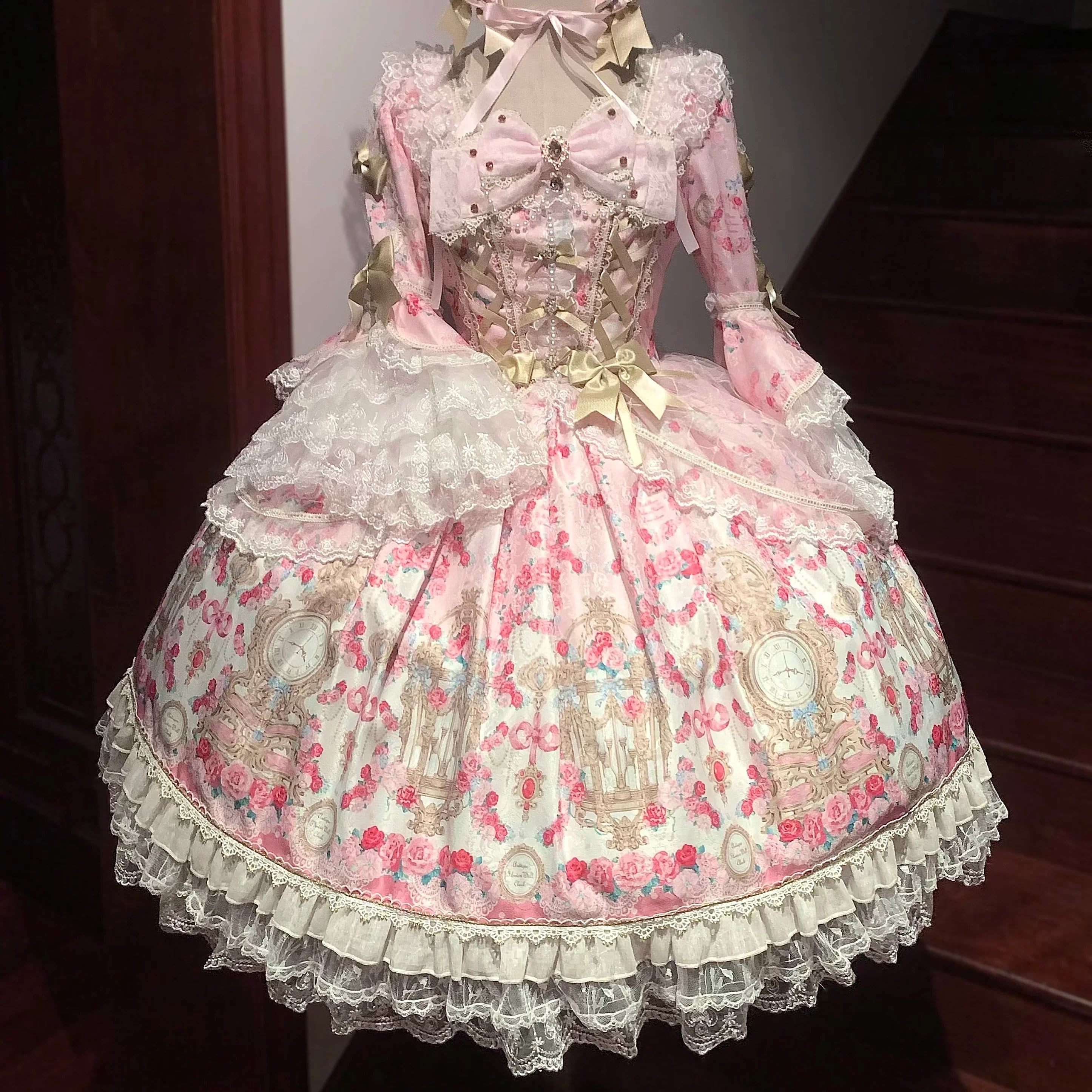 Rose Garden Prelude - Sweet Lolita OP Dress, Floral Printed - image 27