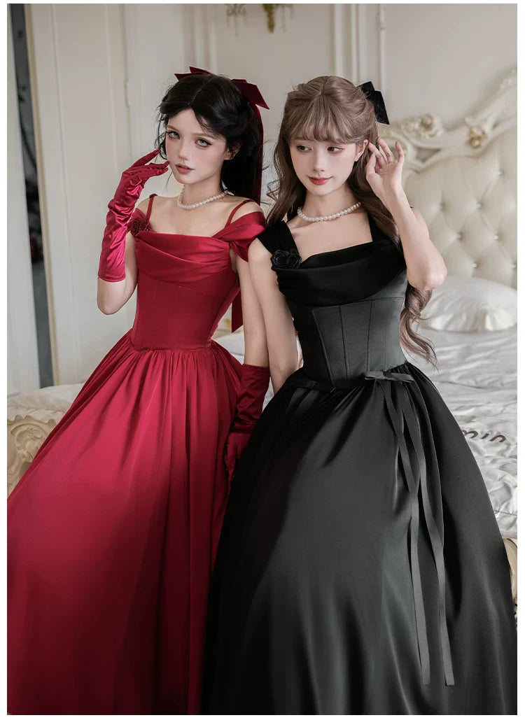 For Beloved - Classic Lolita Satin JSK Dress Set, Fishbone Waist - image 22