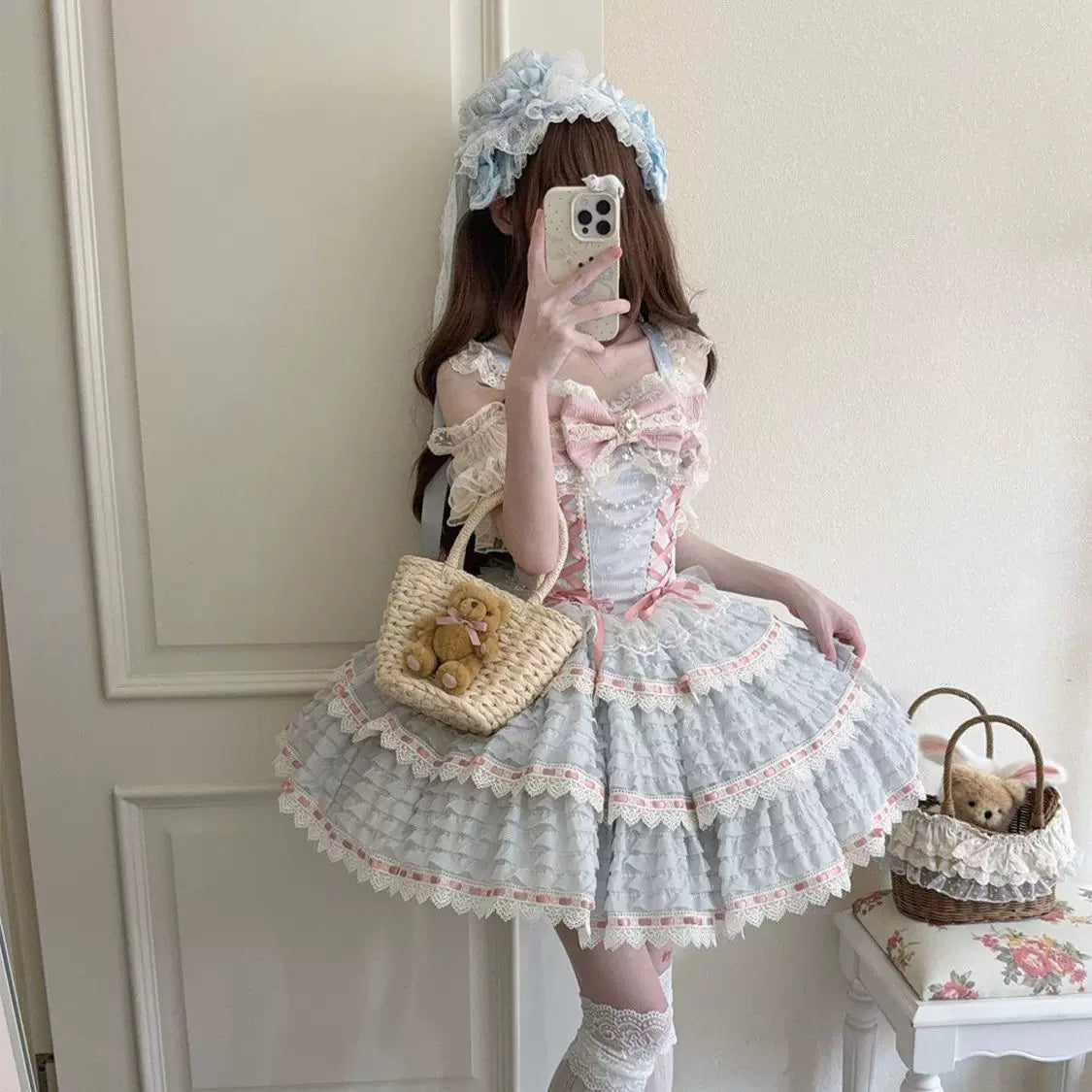 Floral Elegy - Sweet Lolita JSK Dress, Tiered Hem - image 18