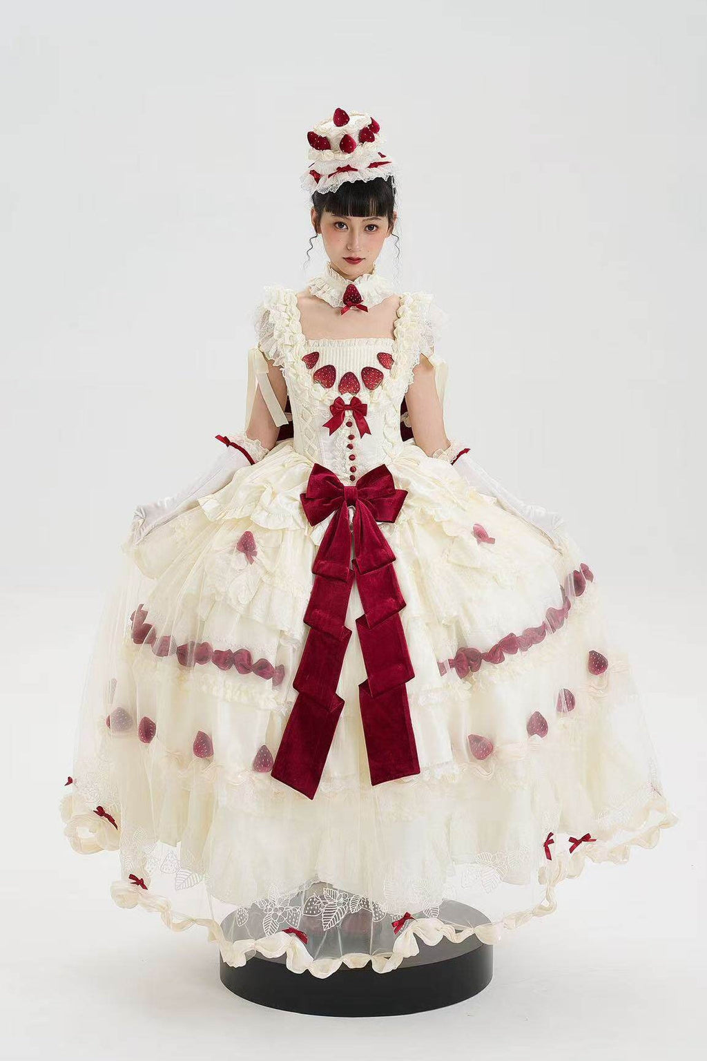 Strawberry Cream Cake White Sweet Lolita Bridal OP Set - image 1