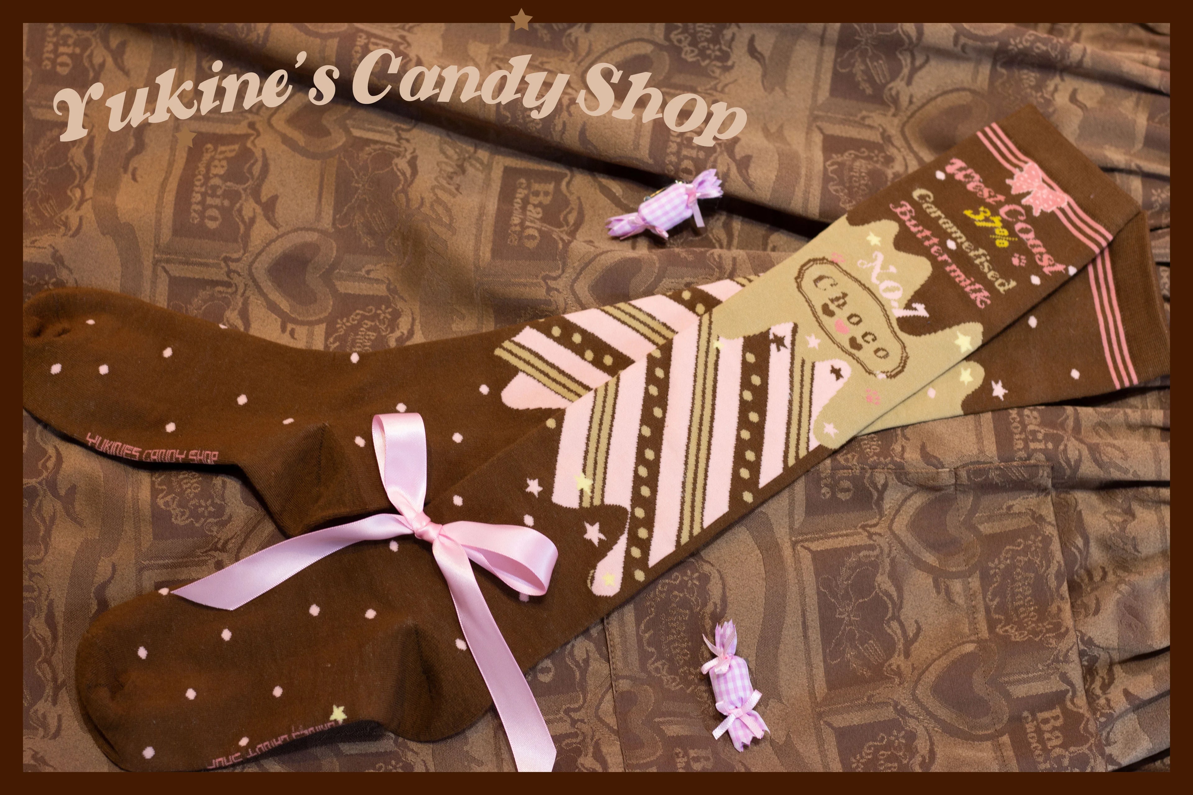 Kawaii Lolita Chocolate Color Cotton Socks - image 10