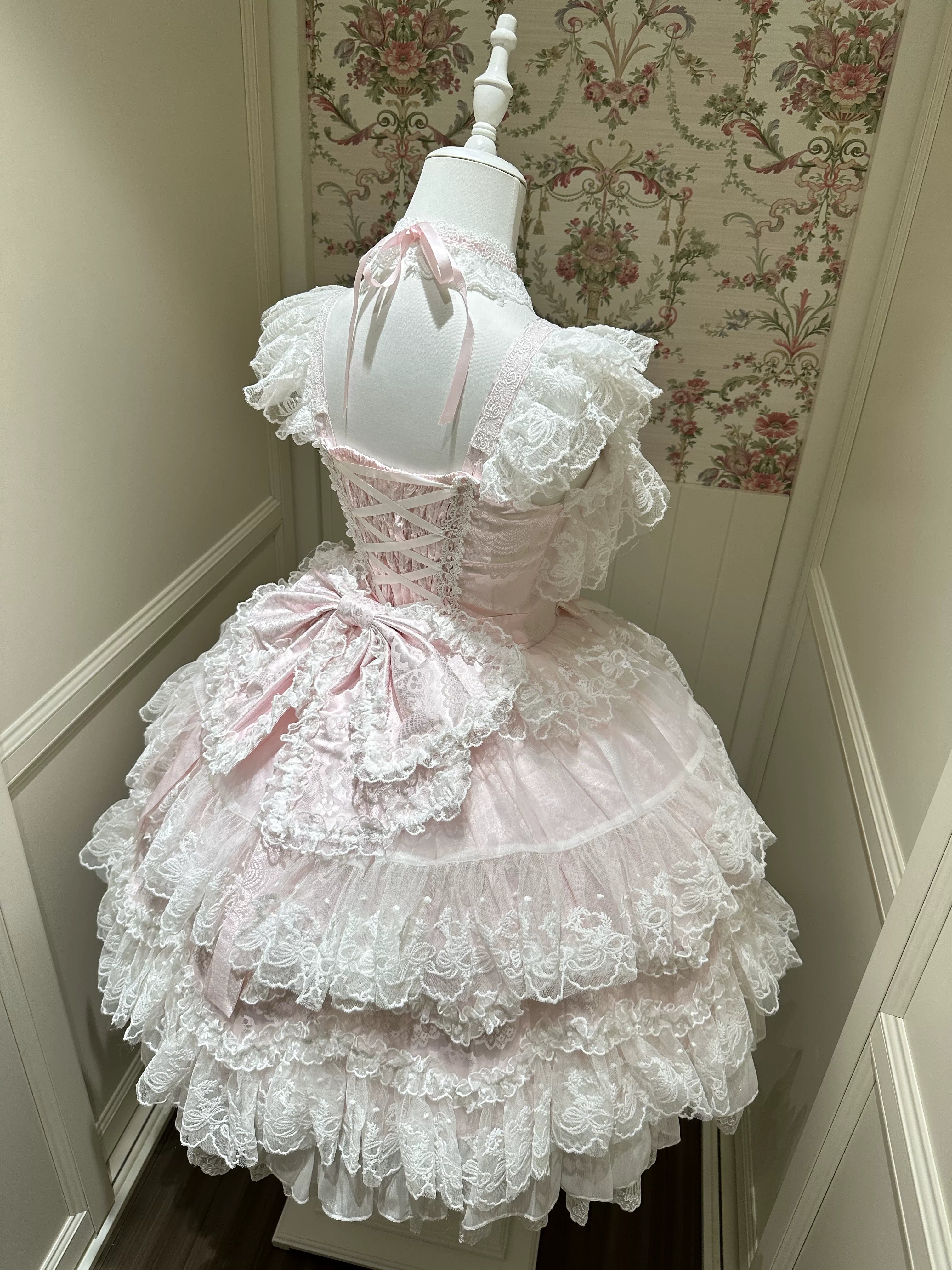 Sakura Blossom Dream - Dreamy Sweet Lolita JSK Dress, Abundant Lace & Bows - image 17