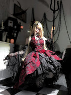 Rose Blood - Black Red Gothic Lolita JSK Jacquard Court Dress - image 12