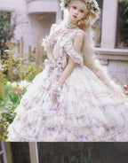 Rose Letter - Gorgeous Lolita JSK Princess Dress Chiffon Floral Printed Blue Dress - image 10
