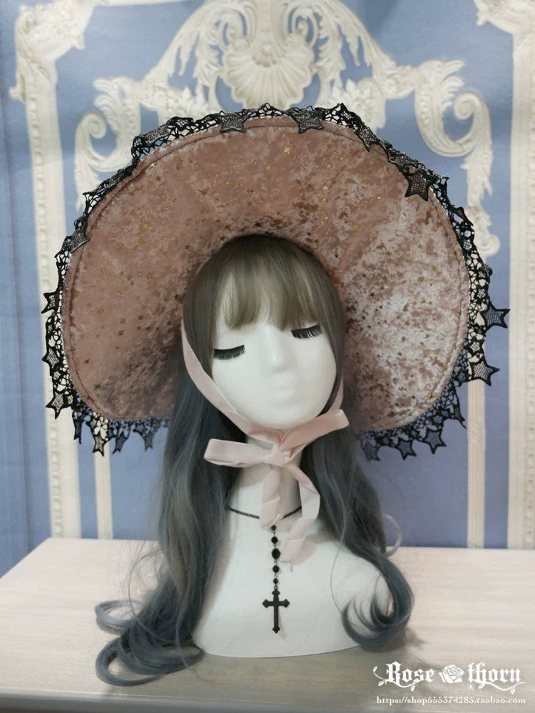 Polar Night Sky - Halloween Gorgeous Gilding Lolita Witch Hat - image 23